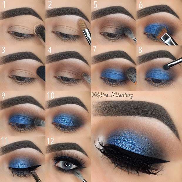 Blue and Brown Smokey Eye Step by Step Tutorial