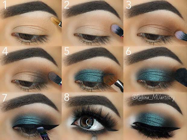 Teal Smokey Eye Step by Step Tutorial