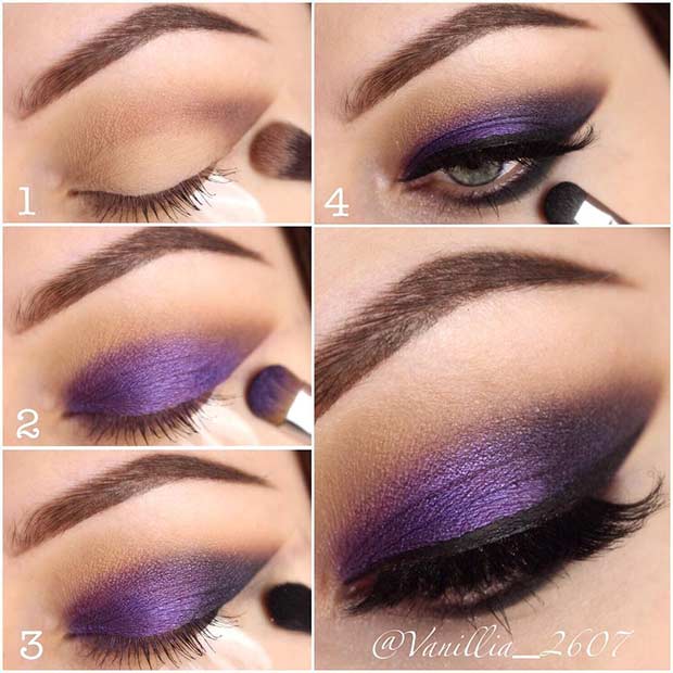 Purple Smokey Eye Tutorial for Blue Eyes