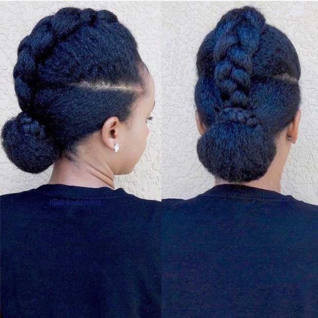 Braid into a Bun Updo for Natural Hair