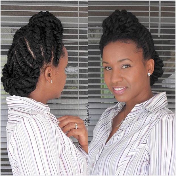 Flat twist Updo for Black Women with Natural Hair