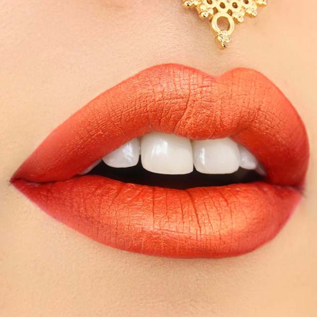 Bold Orange Lip Color for Spring Make Up Idea