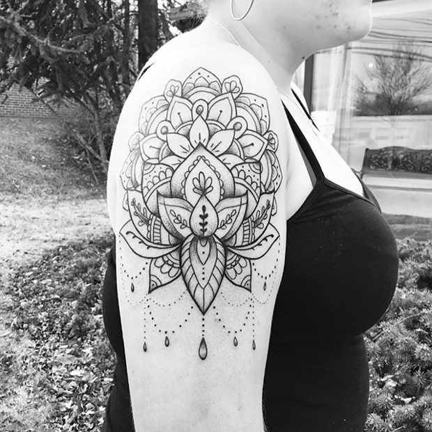 Women's Upper Arm Mandala Tattoo