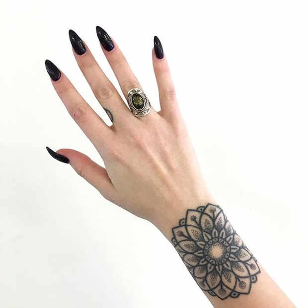 Women's Mandala Wrist Tattoo