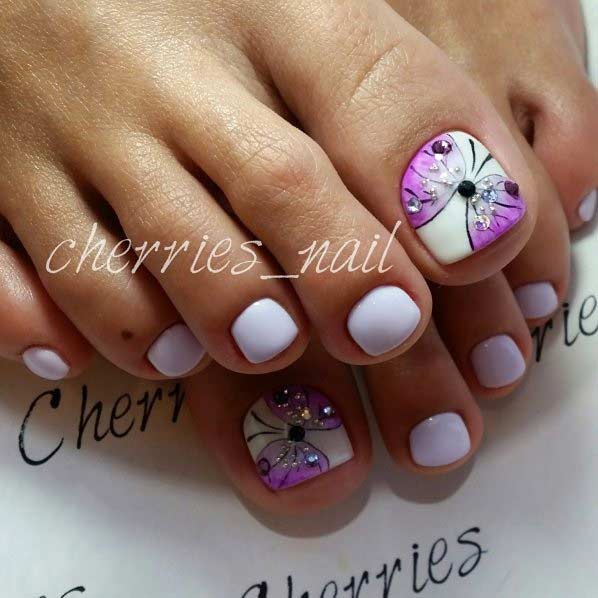 Butterfly Toe Nail Art Design for Spring