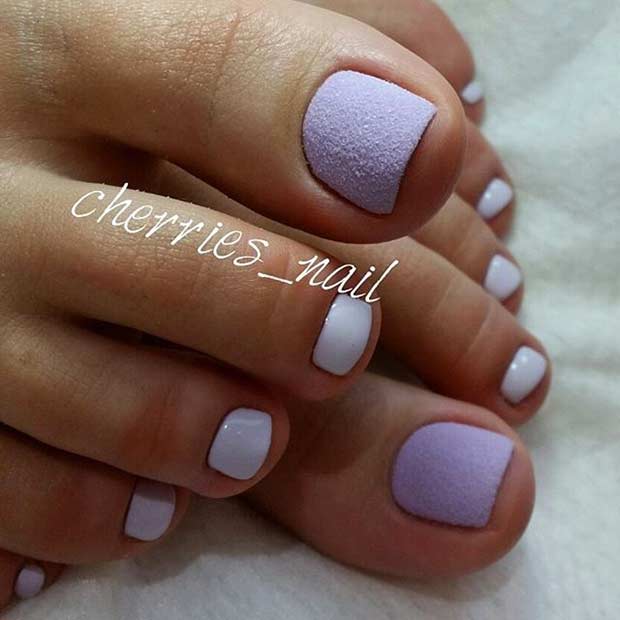 Matte Pastel Purple Toe Nail Design for Spring