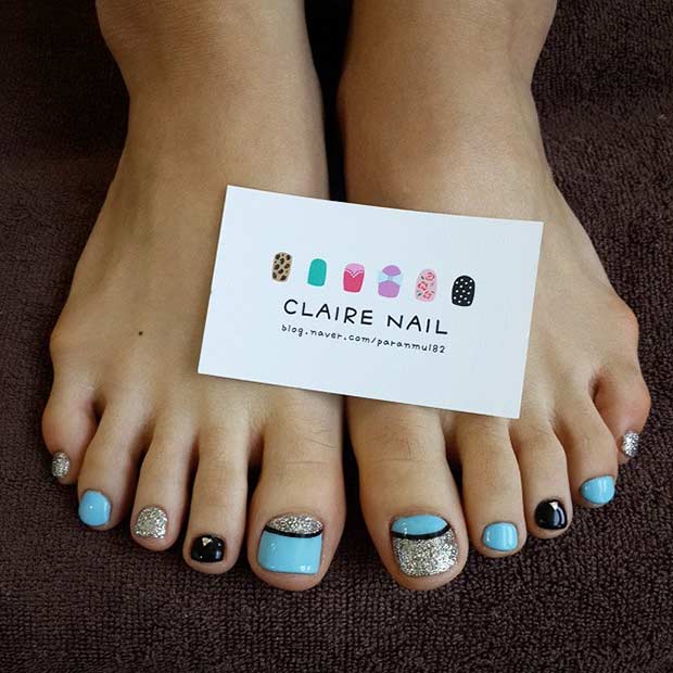 Colorful Toe Nail Design for Spring