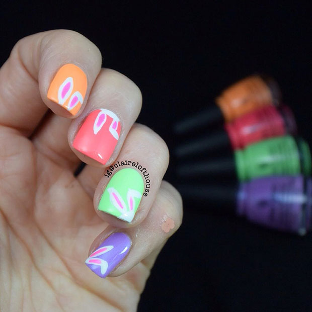 Bright and Colorful Easter Nail Art Design