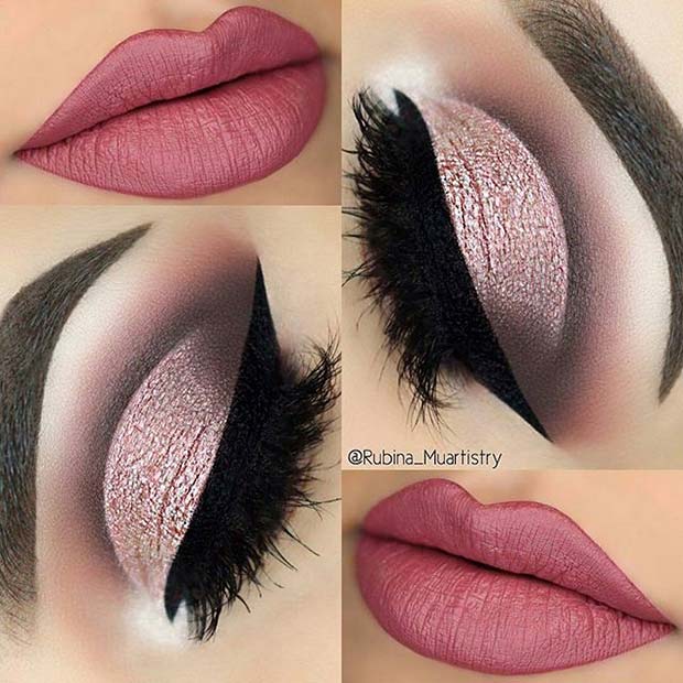 Glamorous Eye Makeup with Pink Lips for Spring Makeup Ideas