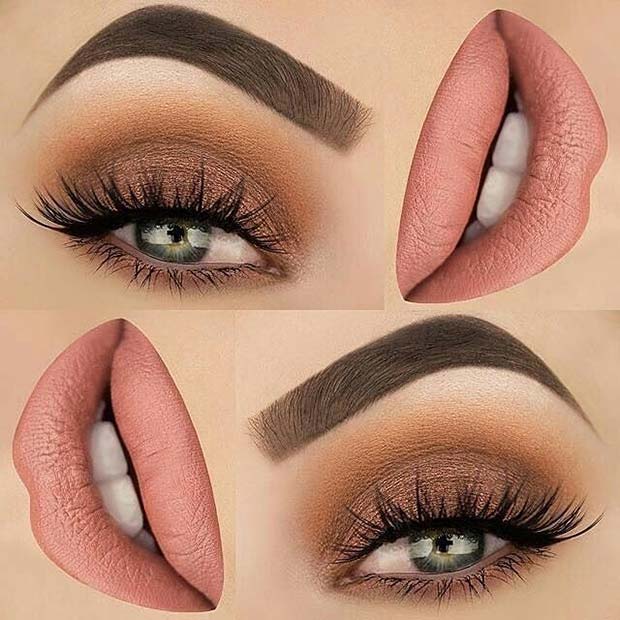 Brown and Nude Eye Shadow and Lip Color Makeup Idea for Spring