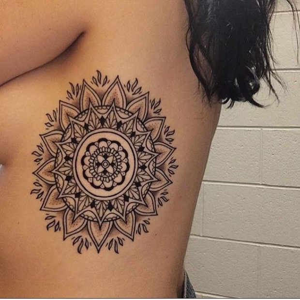 Women's Floral Rib Mandala Tattoo