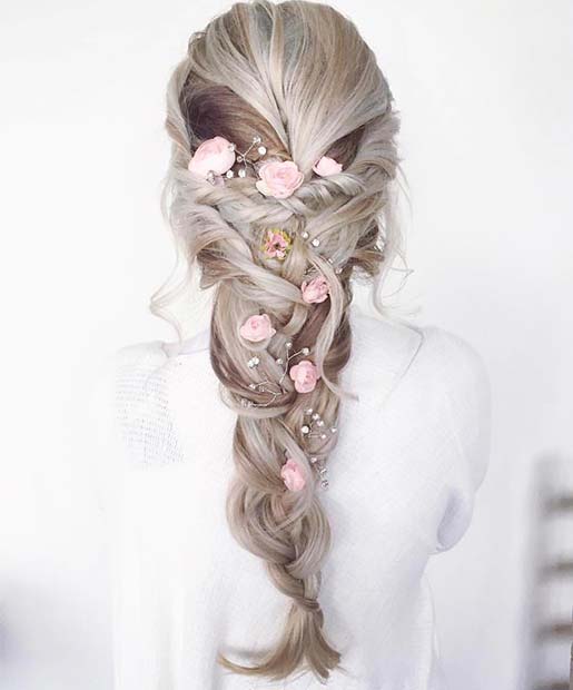 Floral Braid Hair Idea For Prom