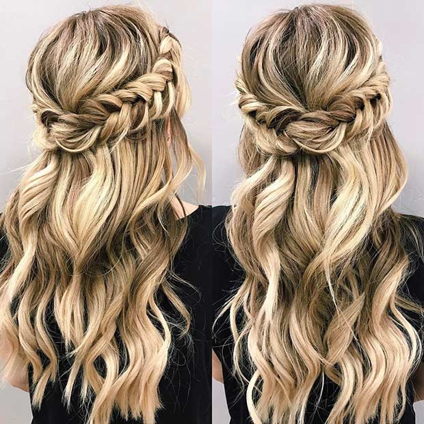 Braided Half Up Half Down Updo for Prom