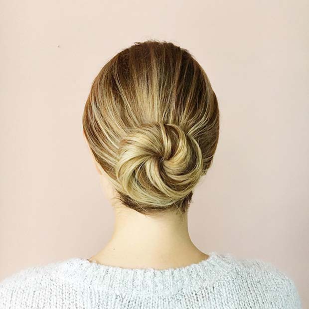 Simple Bun Hair Idea for Prom