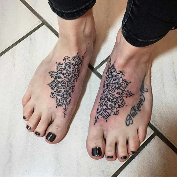 Women's Floral Half Mandala on Both Feet