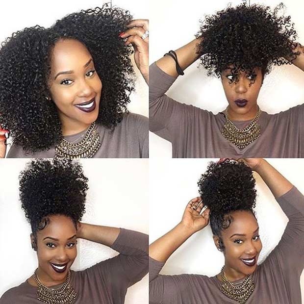 Everyday High Puff Updo for Natural Hair