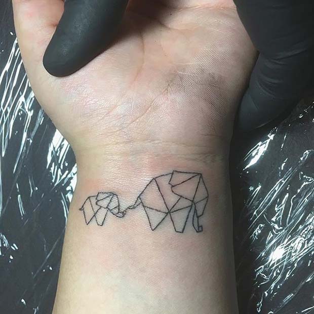 origami elephant tattoo