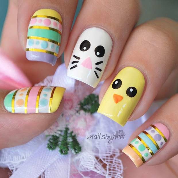 Colorful Easter Nail Design for Long Nails