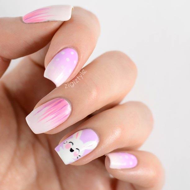 Pink Ombre Easter Nail Art Design