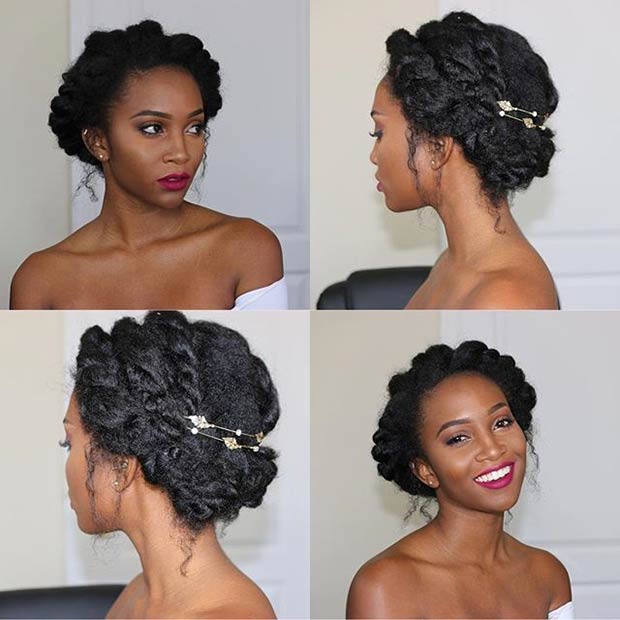 Cute Prom Updo for Black Women with Natural Hair