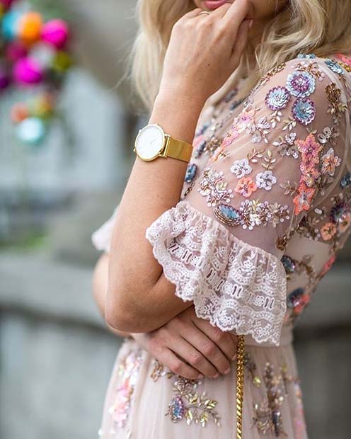 Floral Embellished Dress Outfit idée pour l'été 