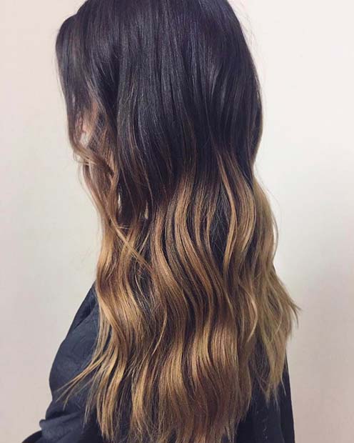 Dark Brunette with Warm Blonde Ombre