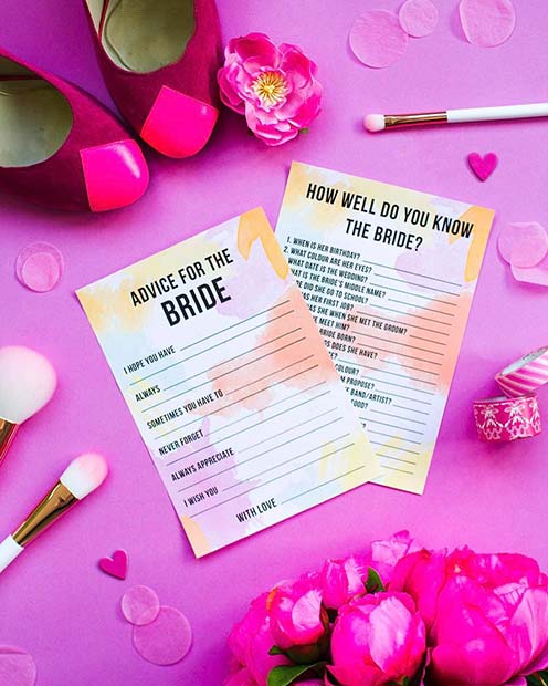 Advice for the Bride Game for Bridal Shower