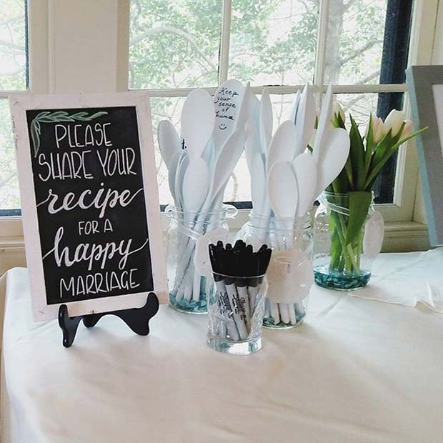 Spoons With Recipes for A Happy Marriage Bridal Shower Game