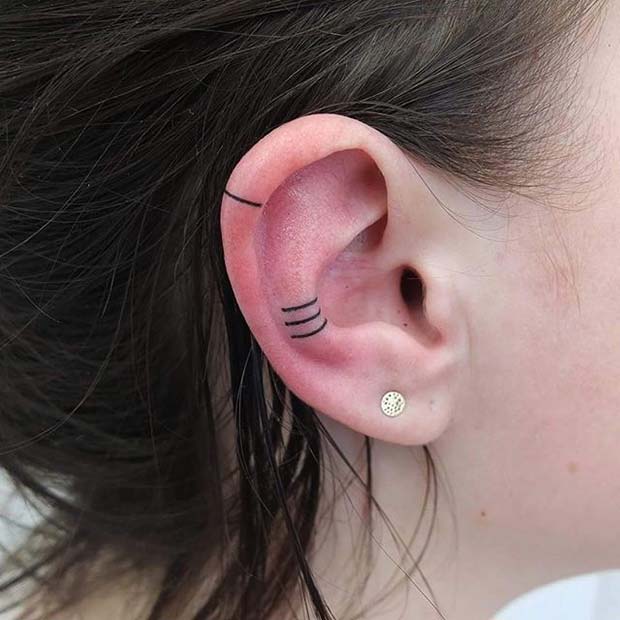 Minimal Ear Tattoo Idea for Women