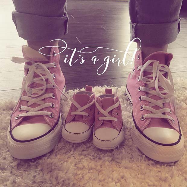 Pink Shoe Photo for Gender Reveal Idea
