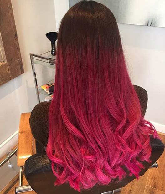 Bright Pink Ombre for Brunett