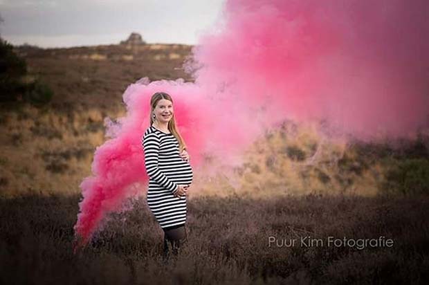 Pink Smoke Photo for Gender Reveal Idea