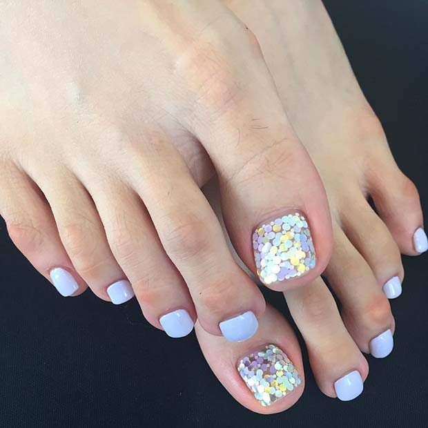 Blue Pedicure with Accent Nail for Wedding Pedicure Idea for Brides