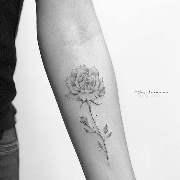 Single Line Rose Tattoo  InkStyleMag