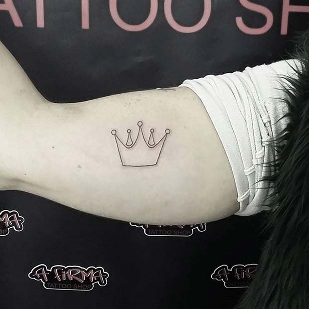 Simple Black Ink Crown Tattoo Idea for Women
