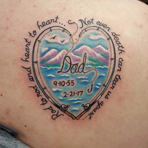 Got this tattoo as a memorial for my father who passed away  rFishing