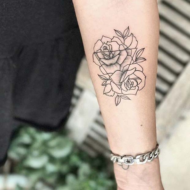 Triangle and Rose Tattoo Idea