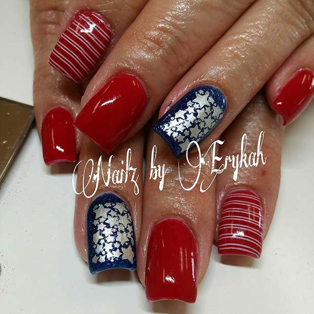 Stunning Stars and Stripes 4th of July Nail Design Idea
