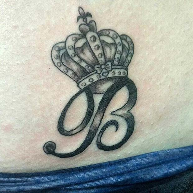 Initial Crown Tattoo Idea for Women
