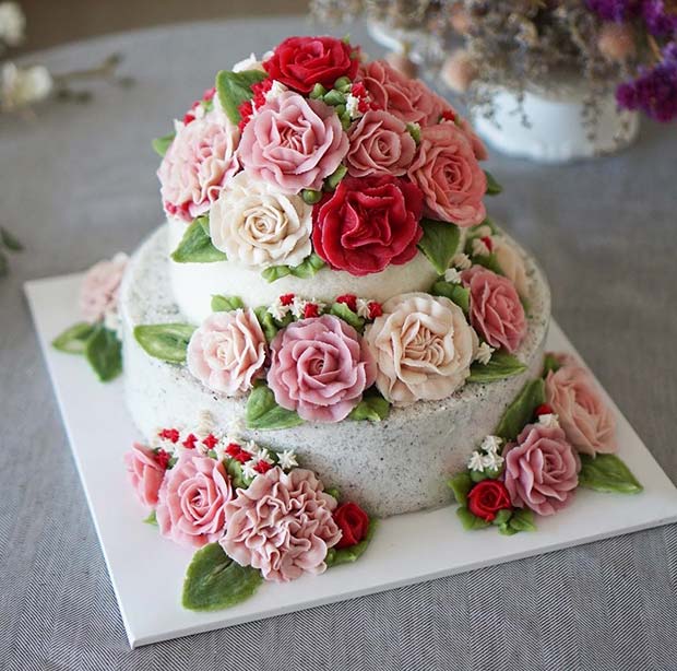 Floral Cake for Summer Wedding Cakes 