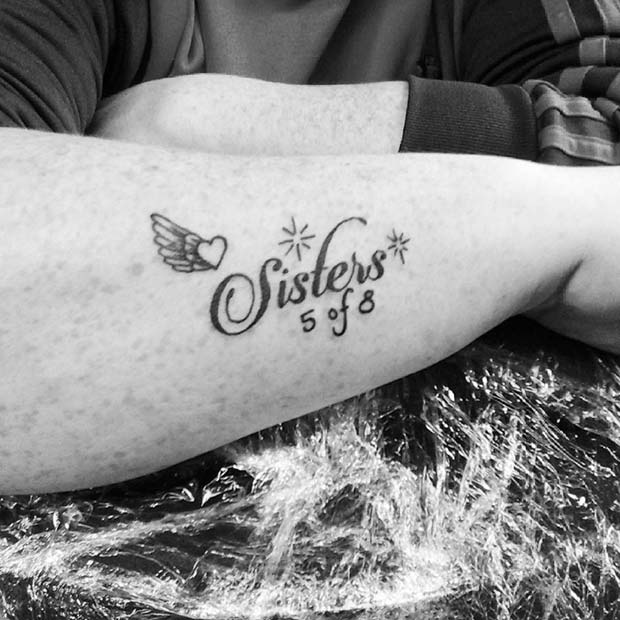 Sister Number Arm Tattoo for Sister Tattoos