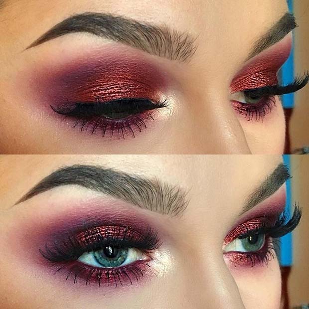 Bold, Burgundy Smokey Eye Makeup Look 