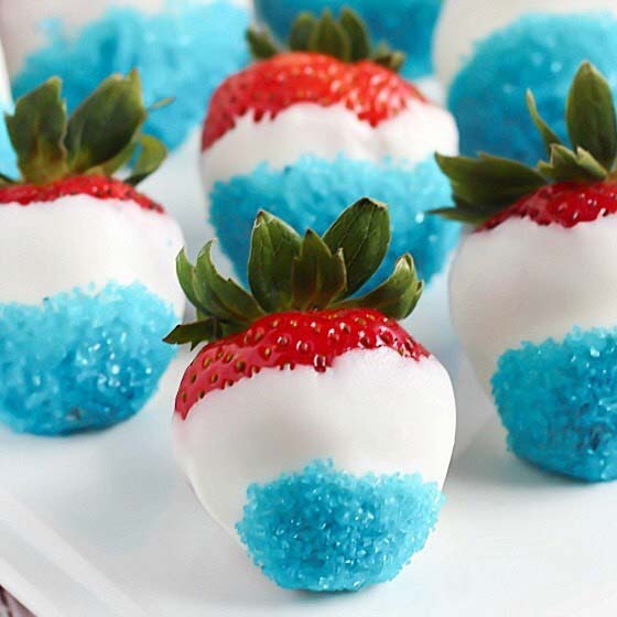 White and Blue Strawberries 4th of July Party Ideas 