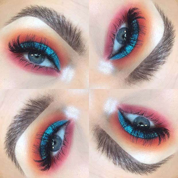 Colorful Eye Makeup Look for Summer
