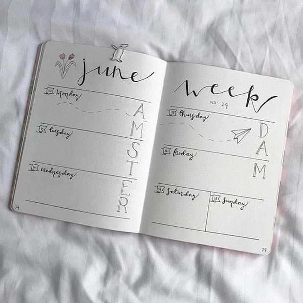 Vacation Theme Page for Bullet Journal Ideas