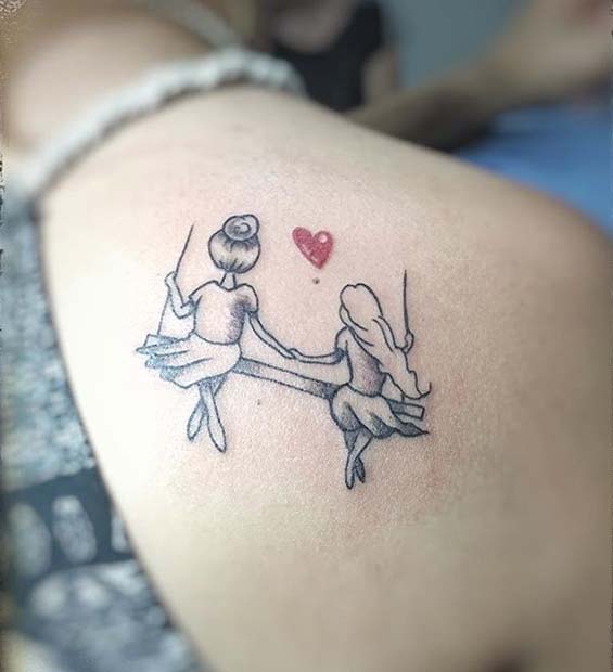Cute Sisters on a Swing Tattoo for Sister Tattoos