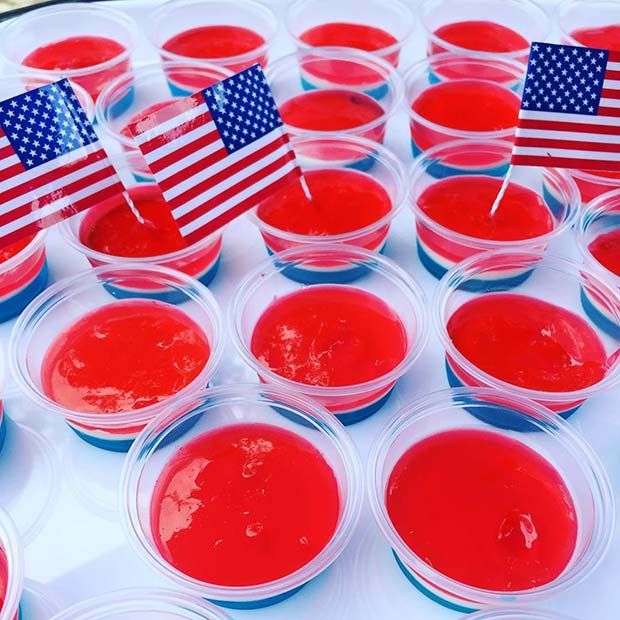 Red, White and Blue Jello Shots for 4th of July Party Ideas 