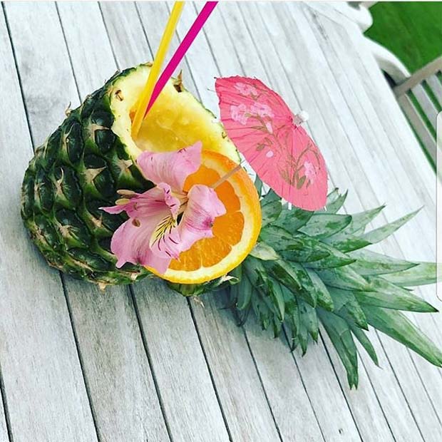 Decorated Pineapple Cocktails for Summer Cocktails for a Crowd 