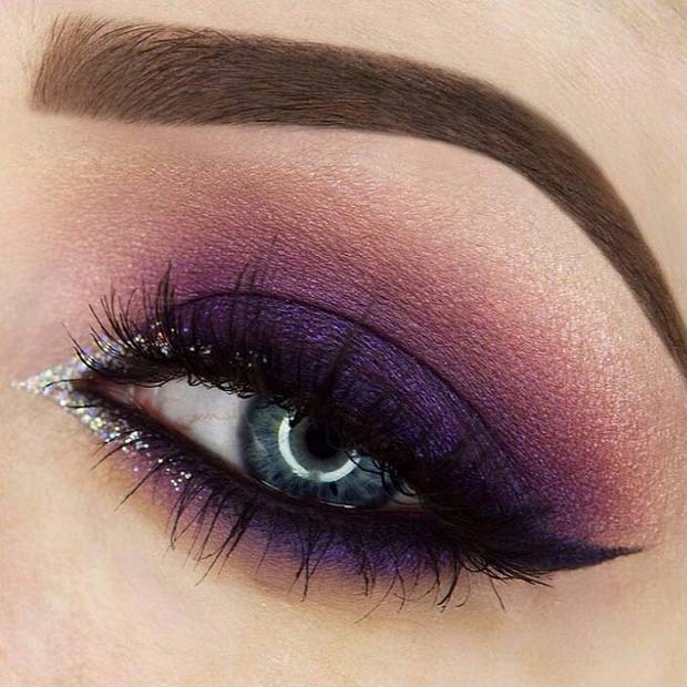 Purple Smokey Eye with a Pop of Glitter