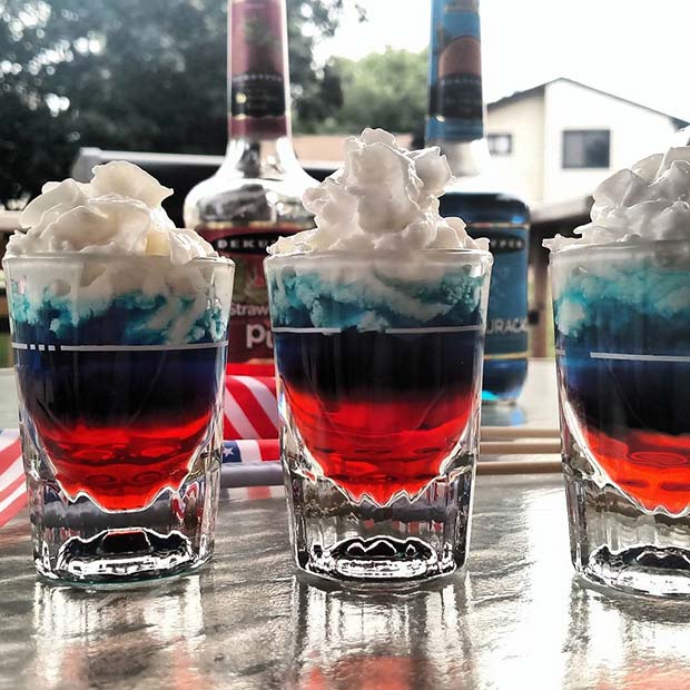 Red, White and Blue Shots for 4th of July Party Ideas 